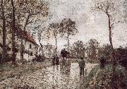 Camille Pissarro Road Vehe is peaceful the postal vehicle oil on canvas